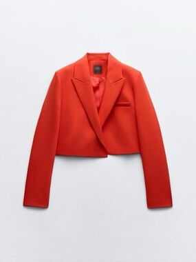 ZARA Cropped Red Women's Blazer Jacket